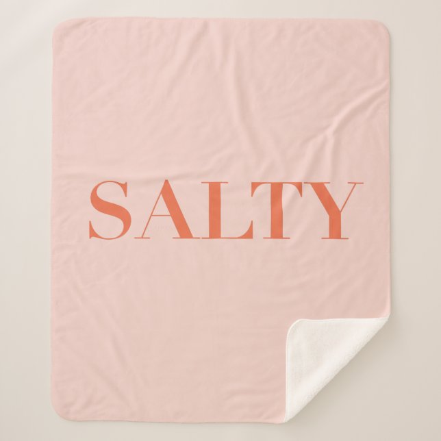 SALTY Sarcastic Typography Design in Orange Red Sherpa Blanket (Front)