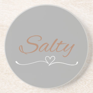 Salty Script with Heart Flourish, Birthday Gift Coaster