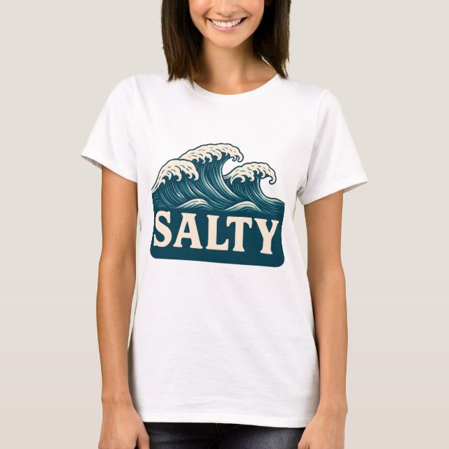 Salty Teal Blue Surf Beach Waves | Coastal Life T-Shirt (Front)