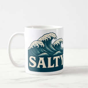 Salty Teal Blue Surf Beach Waves Nautical Coastal Coffee Mug