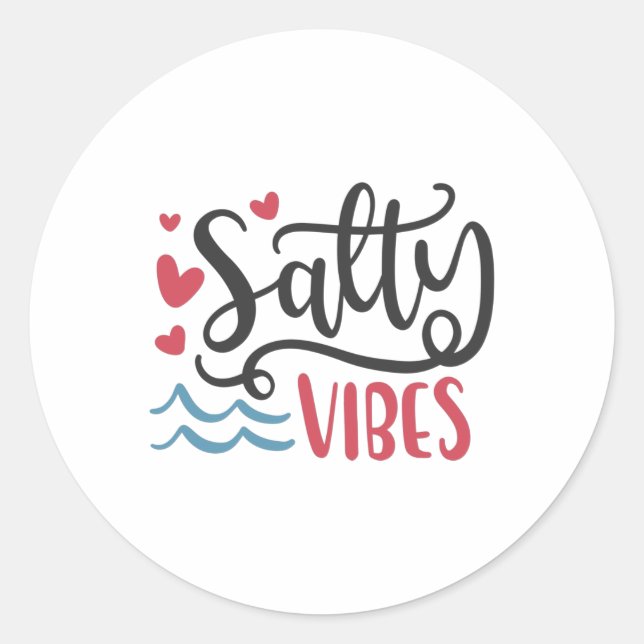 Salty vibes classic round sticker (Front)