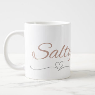 Salty with Heart Flourish, Gift for Her Birthday Large Coffee Mug