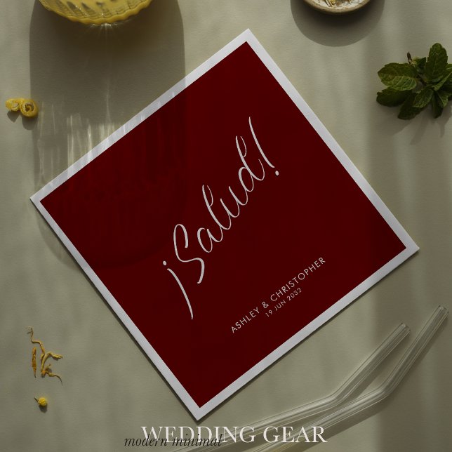 ¡Salud! Crimson Red Minimal Any Occasion Cocktail Napkin (Creator Uploaded)