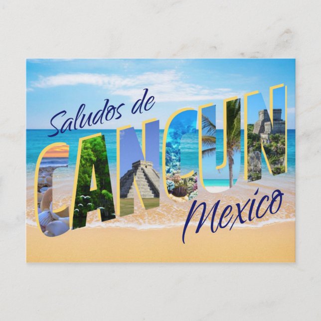 Saludos de Cancun, Greetings from Cancun Postcard (Front)