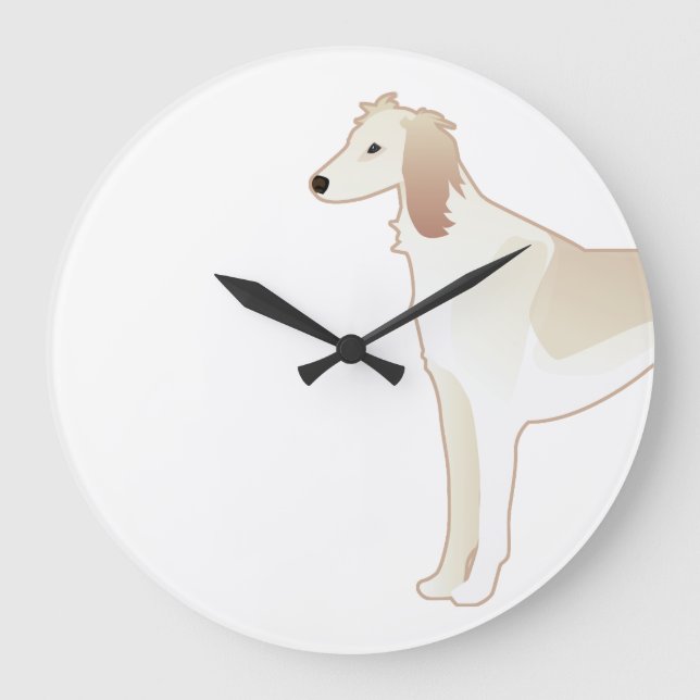 Saluki Basic Dog Breed Illustration Silhouette Large Clock (Front)