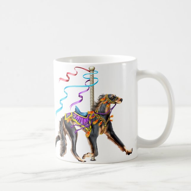 Saluki Carousel Black & Tan Coffee Mug (Right)