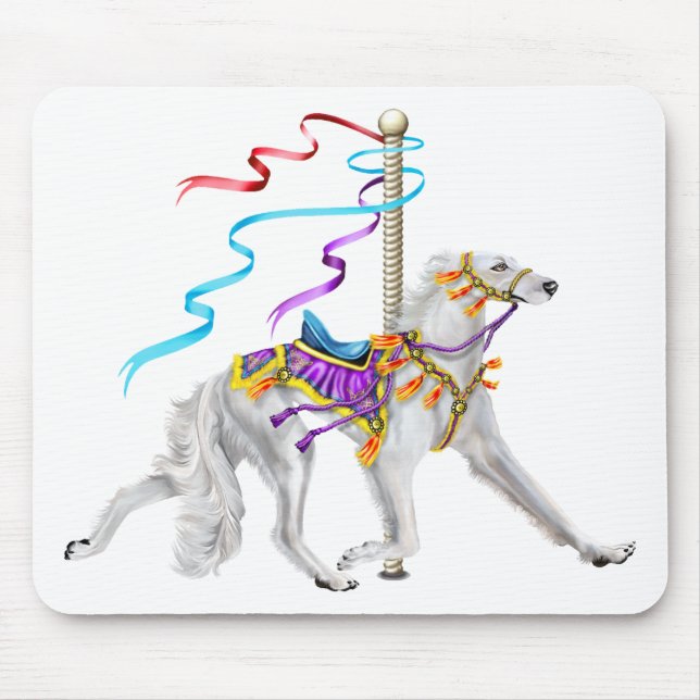 Saluki Carousel White Mouse Pad (Front)