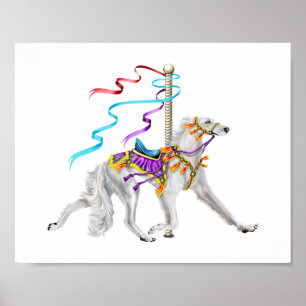 Saluki Carousel White Poster
