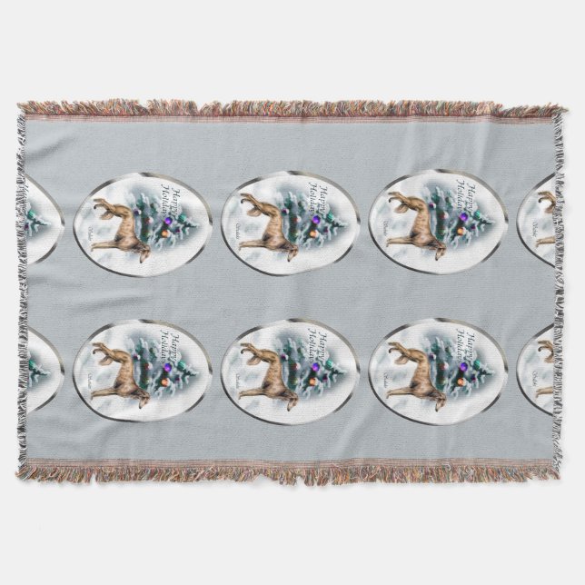 Saluki Christmas Throw Blanket (Front)