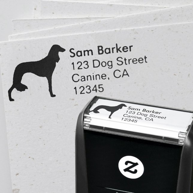 Saluki Dog Breed Silhouette Return Address Self-inking Stamp (Creator Uploaded)