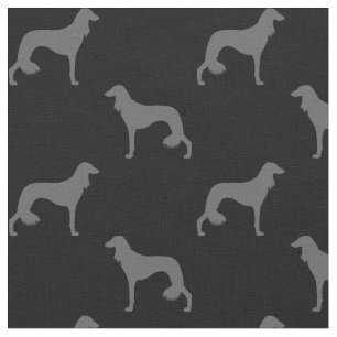 Saluki Dog Silhouettes Black and Grey Patterned Fabric
