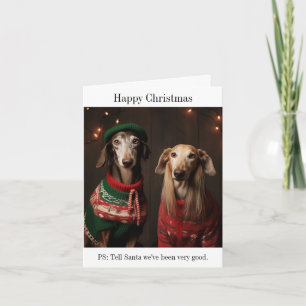 Saluki Dogs Happy Christmas Card