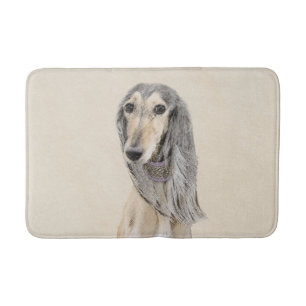 Saluki (Fawn) Painting - Cute Original Dog Art Bath Mat