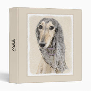 Saluki (Fawn) Painting - Cute Original Dog Art Bin Binder