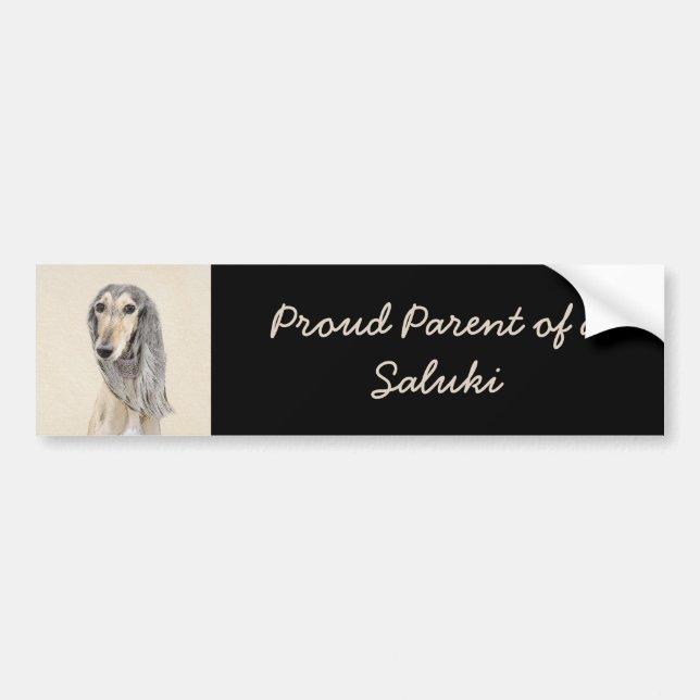 Saluki (Fawn) Painting - Cute Original Dog Art Bumper Sticker (Front)