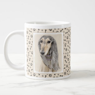 Saluki (Fawn) Painting - Cute Original Dog Art Large Coffee Mug