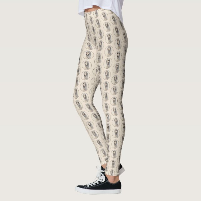 Saluki (Fawn) Painting - Cute Original Dog Art Leggings (Left)