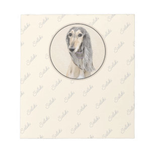 Saluki (Fawn) Painting - Cute Original Dog Art Notepad