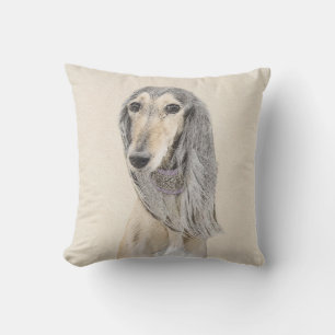 Saluki (Fawn) Painting - Cute Original Dog Art Outdoor Pillow