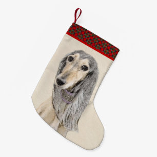 Saluki (Fawn) Painting - Cute Original Dog Art Small Christmas Stocking