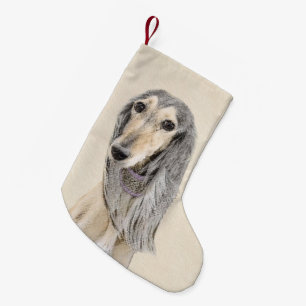 Saluki (Fawn) Painting - Cute Original Dog Art Small Christmas Stocking