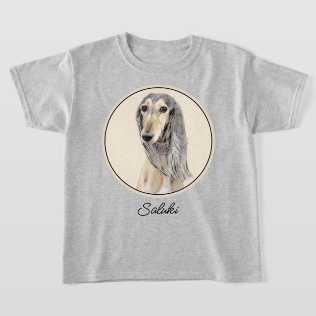 Saluki (Fawn) Painting - Cute Original Dog Art T-Shirt (Laydown)
