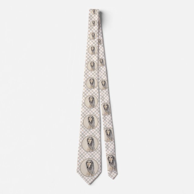 Saluki (Fawn) Painting - Cute Original Dog Art Tie (Front)