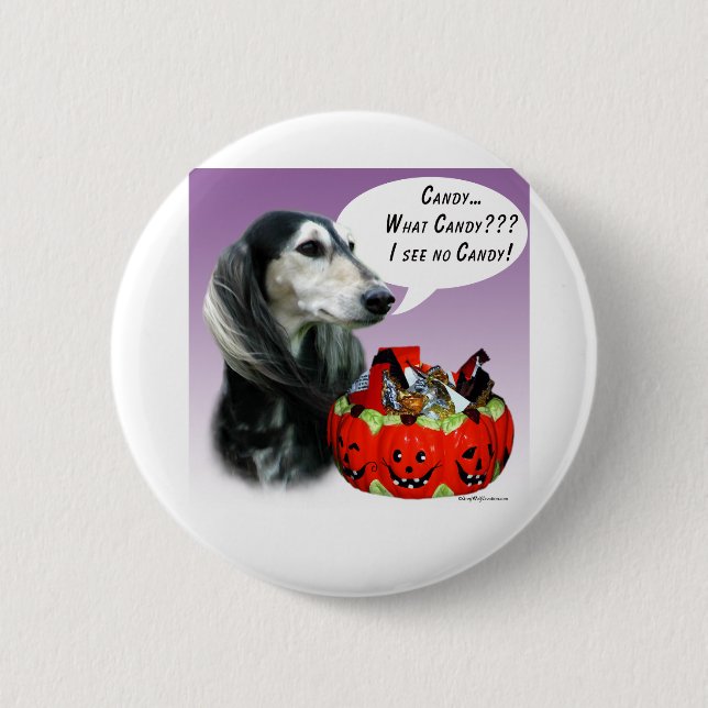 Saluki Halloween Candy 2 Inch Round Button (Front)