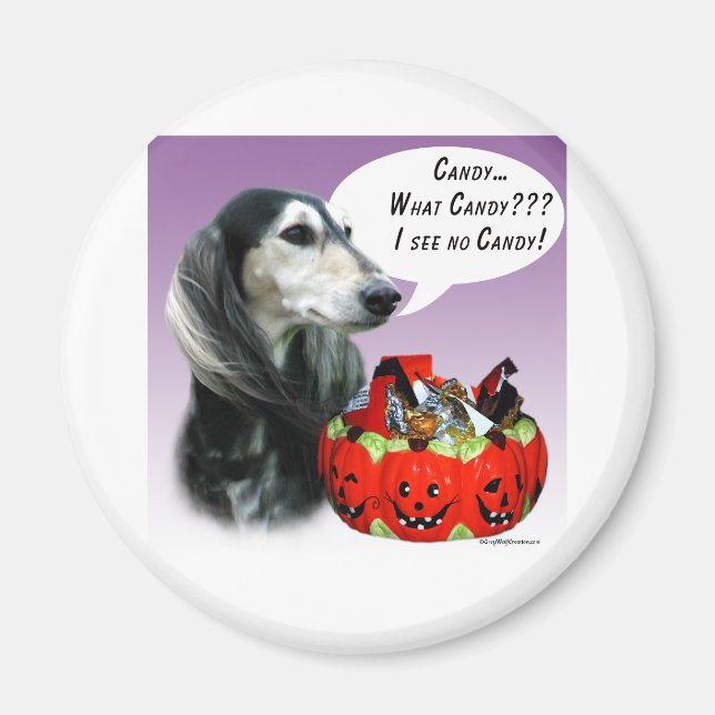 Saluki Halloween Candy Magnet (Front)