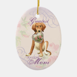 Saluki Heart Mom Ceramic Ornament