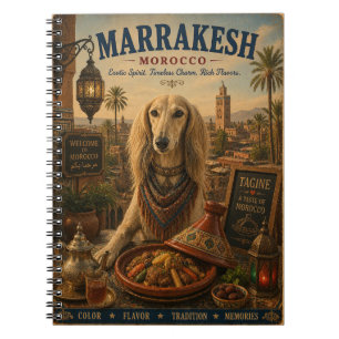 Saluki in Marrakesh Vintage Travel Art Notebook