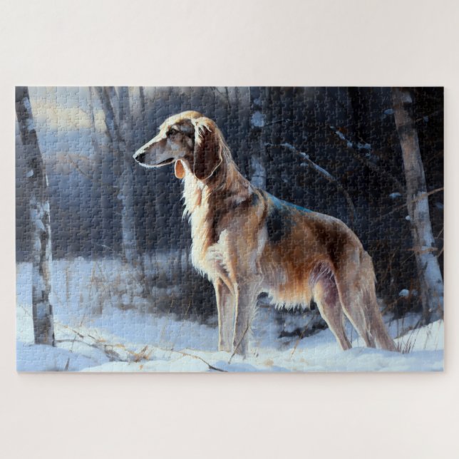 Saluki Let It Snow Christmas Jigsaw Puzzle (Horizontal)
