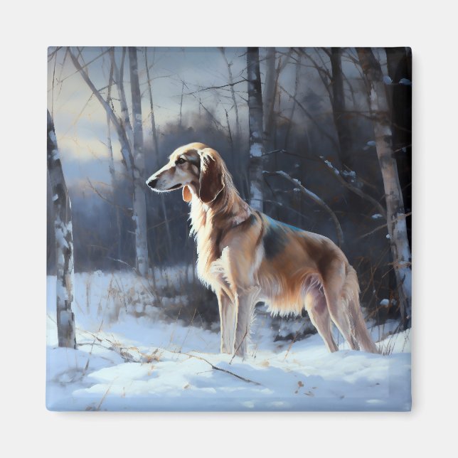 Saluki Let It Snow Christmas Magnet (Front)