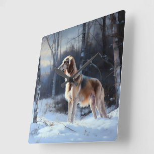 Saluki Let It Snow Christmas Square Wall Clock