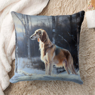 Saluki Let It Snow Christmas Throw Pillow