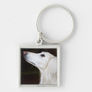 Saluki Looking Up Keychain