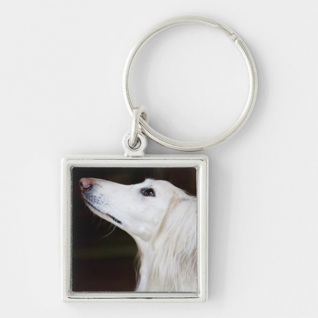 Saluki Looking Up Keychain (Front)