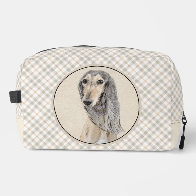Saluki Painting Fawn Sable Cute Original Dog Art Dopp Kit (Front)