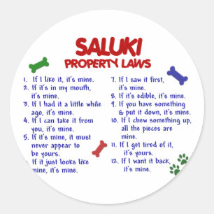 SALUKI Property Laws 2 Classic Round Sticker