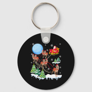 Saluki Reindeer Christmas Dog Riding Santa Hat Xma Keychain