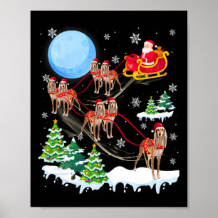 Saluki Reindeer Christmas Dog Riding Santa Hat Xma Poster