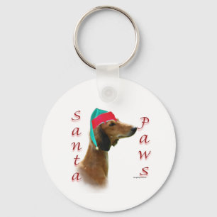 Saluki Santa Paws Keychain