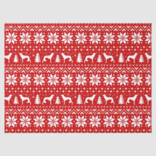Saluki Silhouettes Christmas Pattern Red Tissue Paper