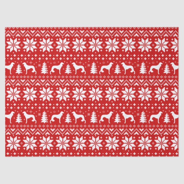 Saluki Silhouettes Christmas Pattern Red Tissue Paper (Front)