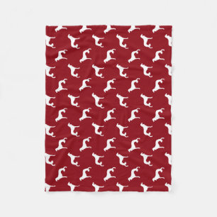 Saluki Silhouettes Pattern Red Fleece Blanket