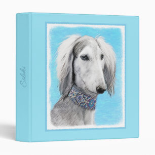Saluki (Silver) Painting - Cute Original Dog Art 3 Binder