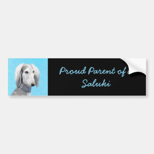Saluki (Silver) Painting - Cute Original Dog Art Bumper Sticker