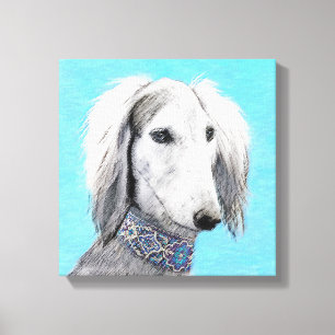 Saluki (Silver) Painting - Cute Original Dog Art Canvas Print