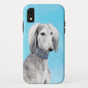 Saluki (Silver) Painting - Cute Original Dog Art iPhone XR Case