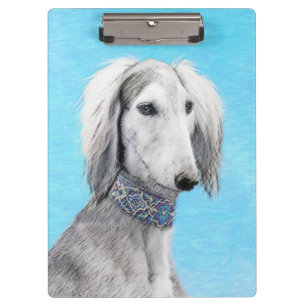 Saluki (Silver) Painting - Cute Original Dog Art Clipboard